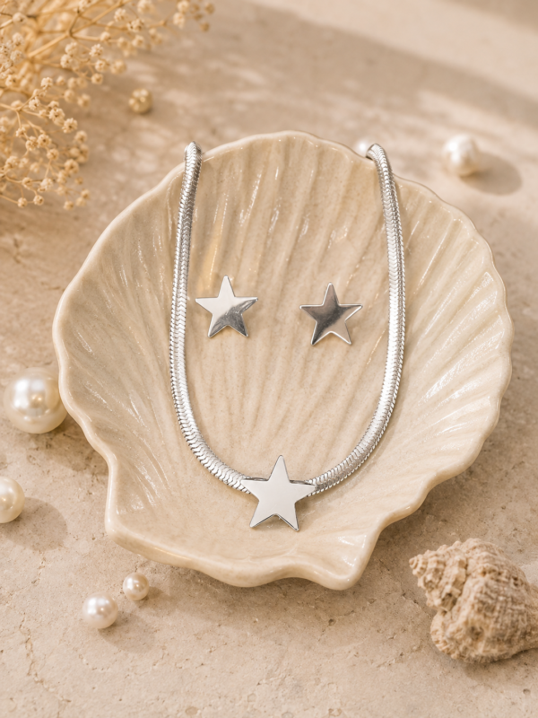 ChatGPT Image 13 ago 2026, 17_32_47 Set Acero Collar y Aros Estrella Plateado
