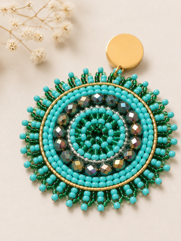 Aros Mandala Turquesa en Acero Inoxidable