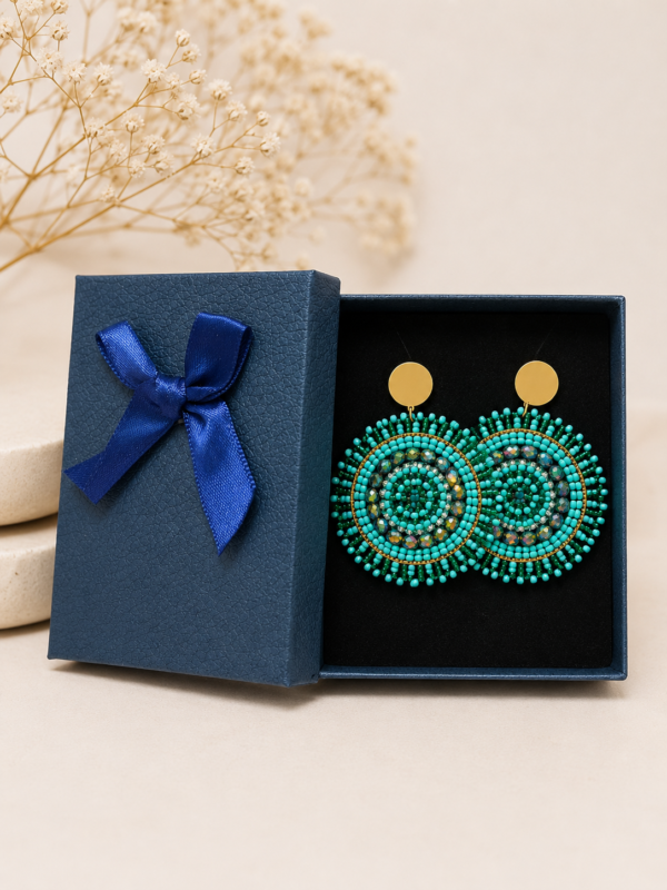 Aros Mandala Turquesa en Acero Inoxidable