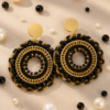 Aros Mandala Negro Y Dorado de Acero y Mostacillas