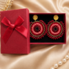 Aros Mandala Rojo & Dorado – Acero Inoxidable y Mostacillas