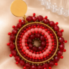 Aros Mandala Rojo & Dorado – Acero Inoxidable y Mostacillas