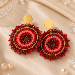 ChatGPT Image 14 ago 2026, 17_17_22 Aros Mandala Rojo & Dorado – Acero Inoxidable y Mostacillas
