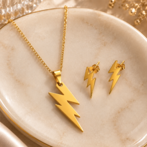 Set Collar y Aros Rayo de Acero Inoxidable