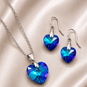 ChatGPT Image 16 ago 2026, 19_34_58 Set Collar y Aros Corazón Cristal Azul de Acero Inoxidable