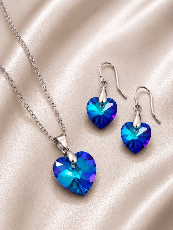 ChatGPT Image 16 ago 2026, 19_34_58 Set Collar y Aros Corazón Cristal Azul de Acero Inoxidable