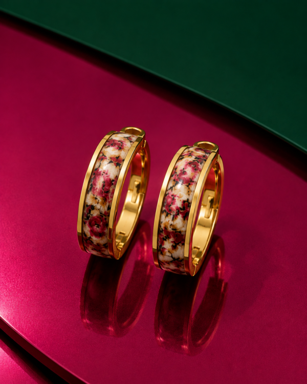 Aros Argolla Floral Multicolor de Acero Inoxidable