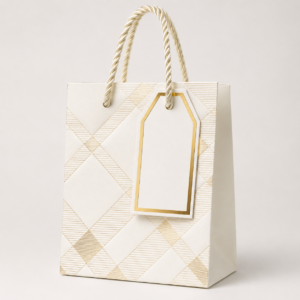 Bolsa de Regalo Pequeña Blanca con Diseño Dorado