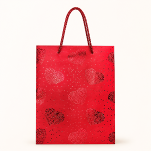 Bolsa de Regalo Roja con Corazones Metalizados