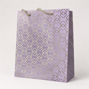 Bolsa de Regalo Mediana Morada con Patrón Dorado