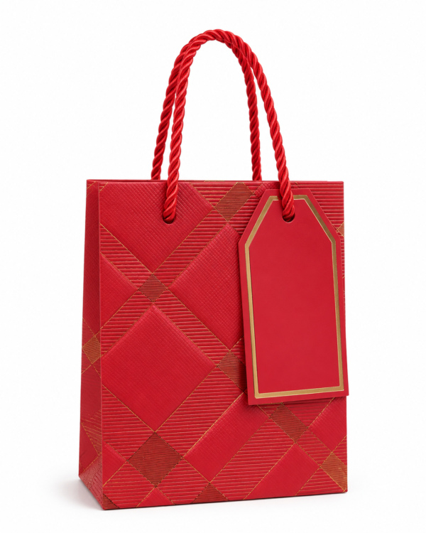 Bolsa de Regalo Pequeña Roja con Diseño Dorado