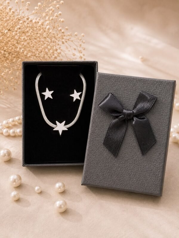 WhatsApp Image 2026-08-13 at 5.53.12 PM Set Acero Collar y Aros Estrella Plateado