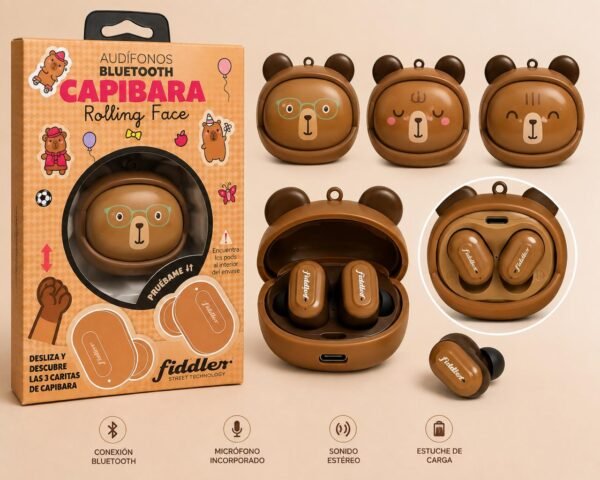 foto 1 capibara rollin gace Audífonos Bluetooth CAPIBARA Rolling Face Fiddler